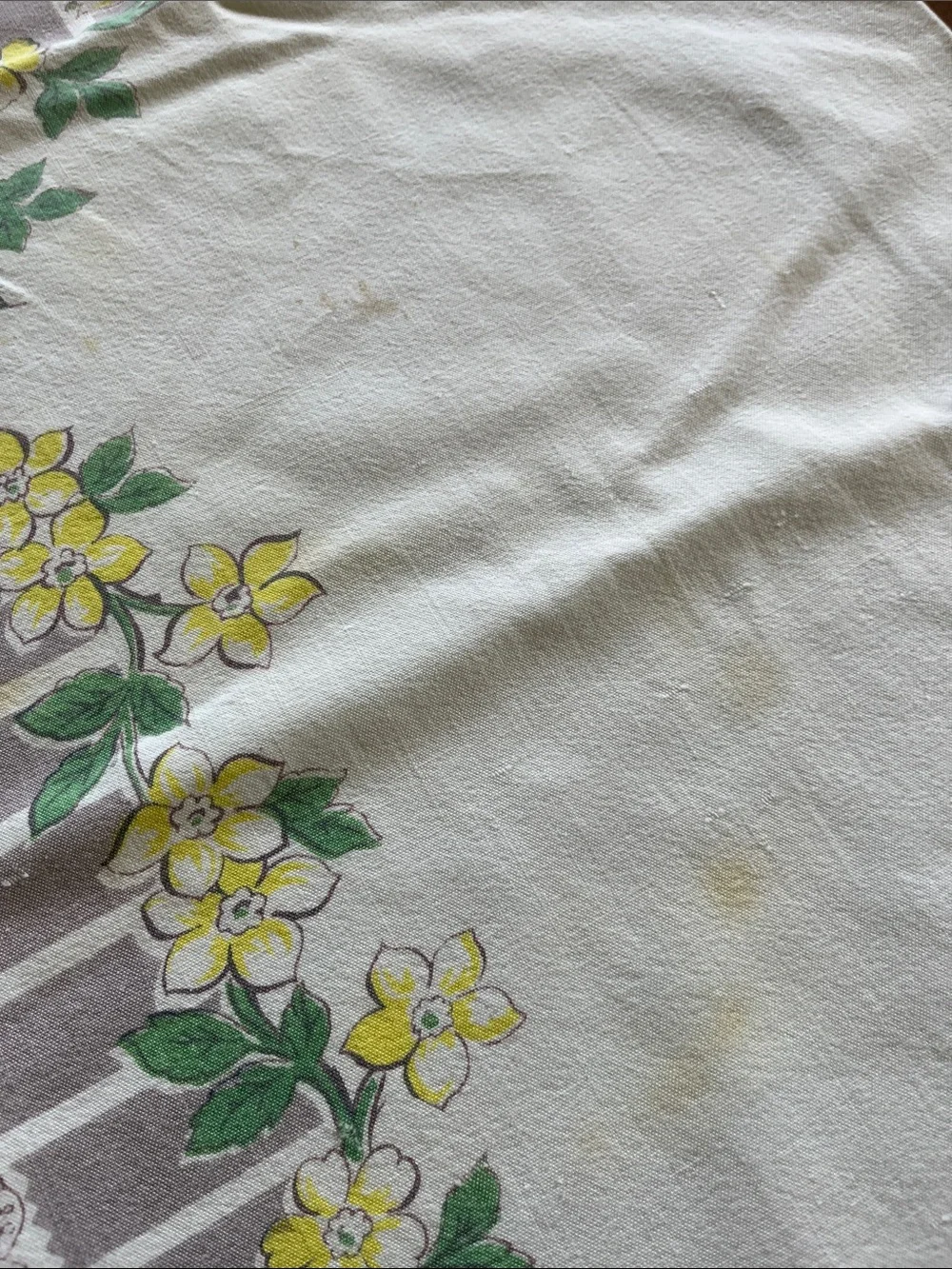Yellow Floral Tablecloth - Vintage Floral Dining Table Cover